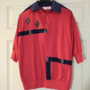 HANDCRAFTED by MARDEL women's Sweater Red/Blue sparkling trim size M made in USA